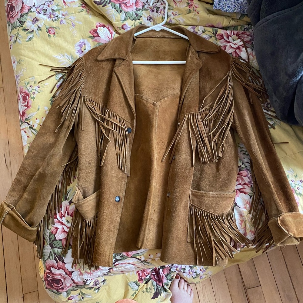 Vintage heavy suade fringe jacket
